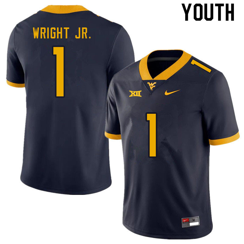NCAA Youth Winston Wright Jr. West Virginia Mountaineers Navy #1 Nike Stitched Football College Authentic Jersey CK23E35MV